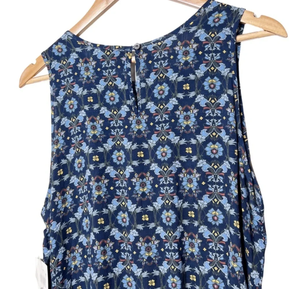 NWT Falls Creek Womens Sleeveless Floral Print Tiered Tank‎ Top Blue Yellow - Picture 10 of 16